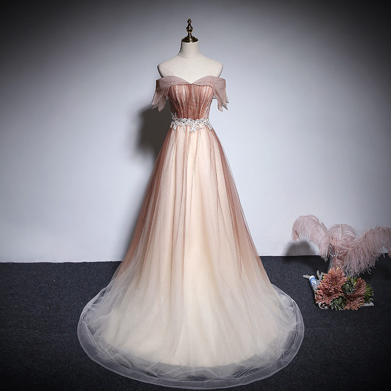 A-Line Off the Shoulder Tulle Long Formal Dress?A-Line Off the Shoulder Tulle Long Formal Dress?long dress,cheap dress,evening dress,bridal dress,prom dress 2021