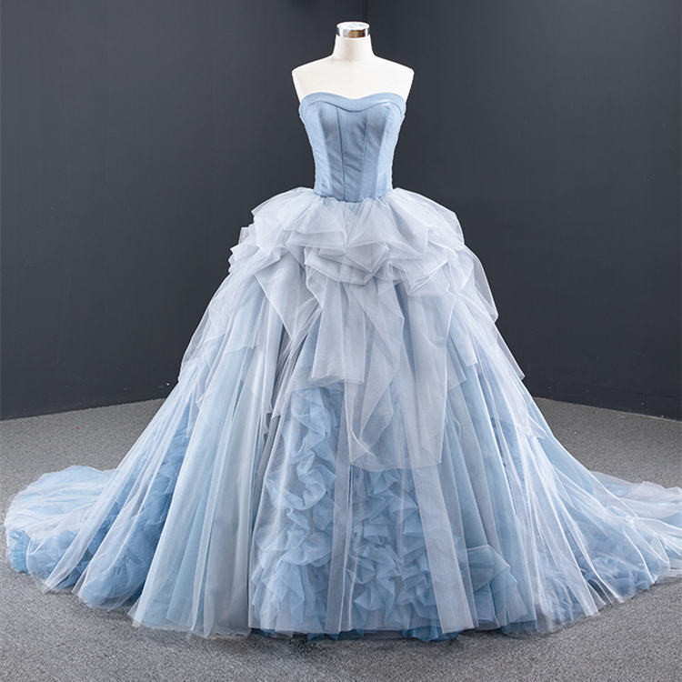 Strapless Light Blue Pleated Ball Gown Strapless Light Blue Pleated Ball Gown long dress,cheap dress,evening dress,bridal dress,prom dress 2021