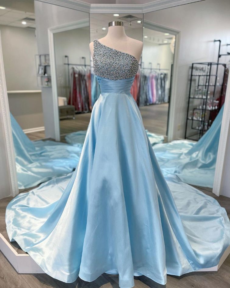 A-Line One Shoulder Ligh Blue Beaded Prom Dress?A-Line One Shoulder Ligh Blue Beaded Prom Dress?long dress,cheap dress,evening dress,bridal dress,prom dress 2021