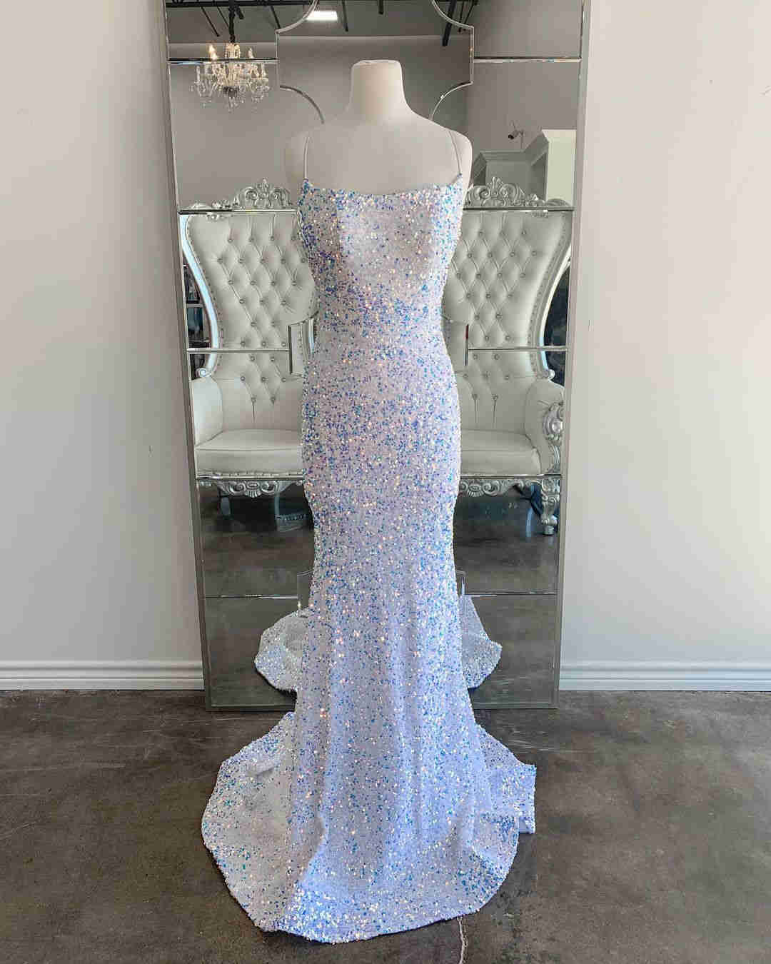 Mermaid White Sequined Long Prom Dress?Mermaid White Sequined Long Prom Dress?long dress,cheap dress,evening dress,bridal dress,prom dress 2021