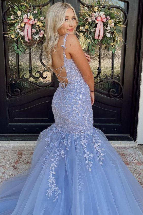 Mermiad Blue Lace Long Prom Dress with Tie Up Back?Mermiad Blue Lace Long Prom Dress with Tie Up Back?long dress,cheap dress,evening dress,bridal dress,prom dress 2021