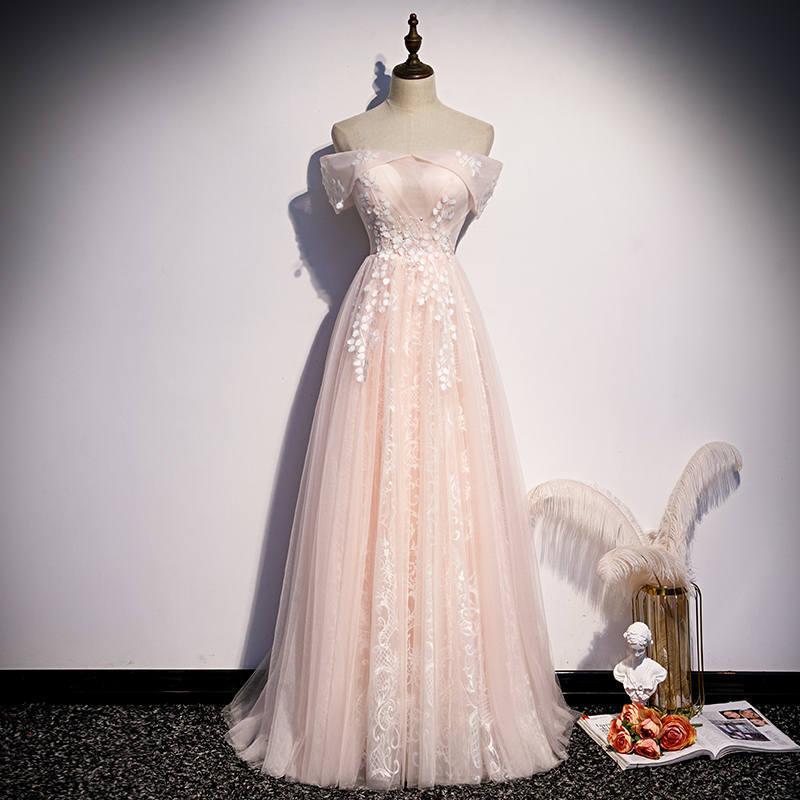 Elegant Strapless Pink Long Prom Dress with White Lace?Elegant Strapless Pink Long Prom Dress with White Lace?long dress,cheap dress,evening dress,bridal dress,prom dress 2021