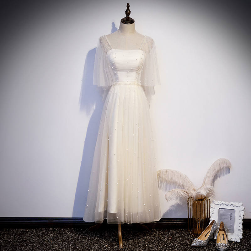 Princess Beaded White Tea Lenght Formal Dress?Princess Beaded White Tea Lenght Formal Dress?long dress,cheap dress,evening dress,bridal dress,prom dress 2021