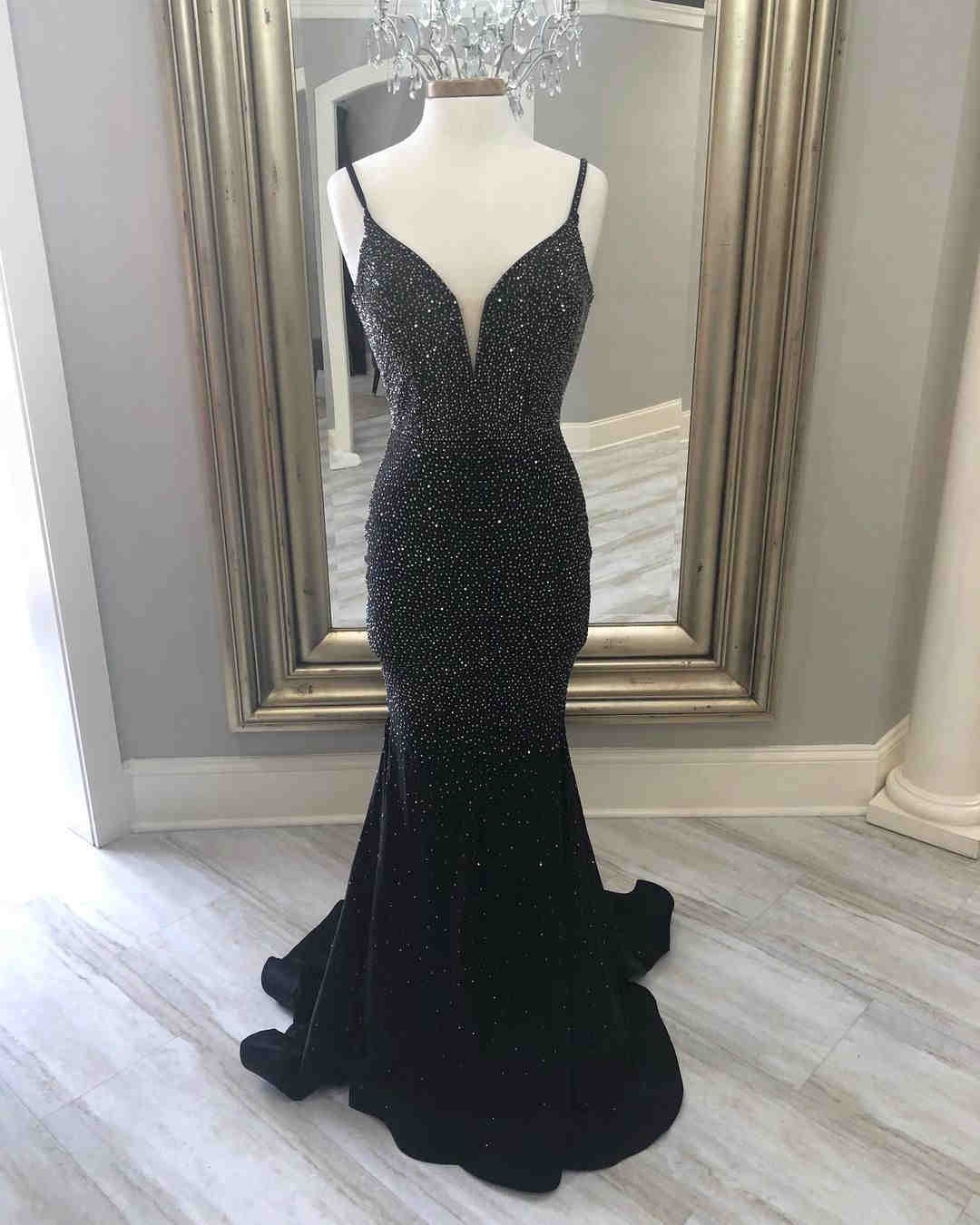 Elegant Black Mermaid Long Prom Dress with Rhinestone?Elegant Black Mermaid Long Prom Dress with Rhinestone?long dress,cheap dress,evening dress,bridal dress,prom dress 2021
