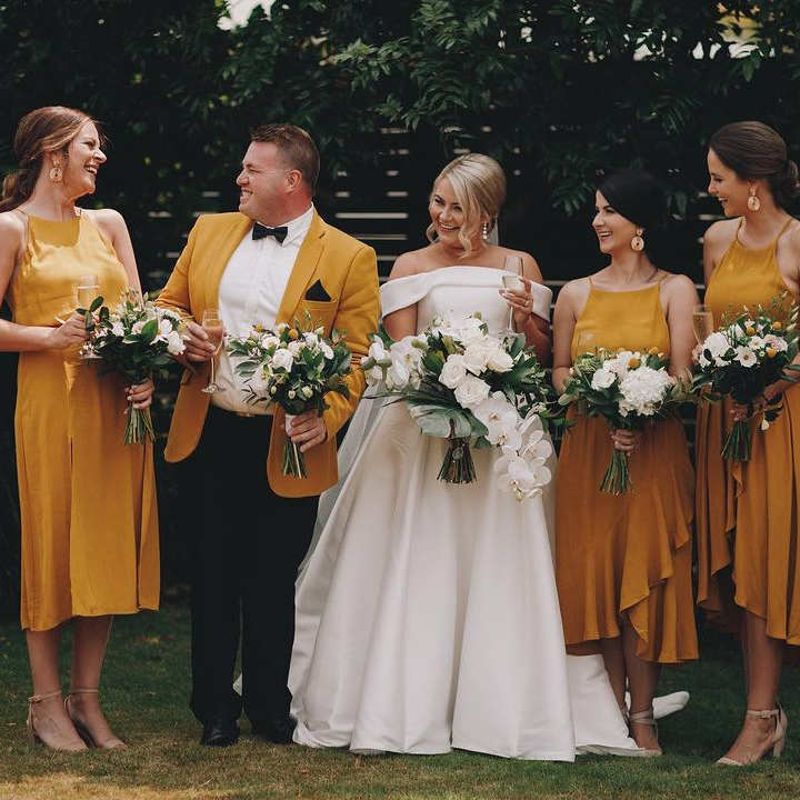 Halter Yellow Tea Lenght Bridesmaid Dress?Halter Yellow Tea Lenght Bridesmaid Dress?long dress,cheap dress,evening dress,bridal dress,prom dress 2021