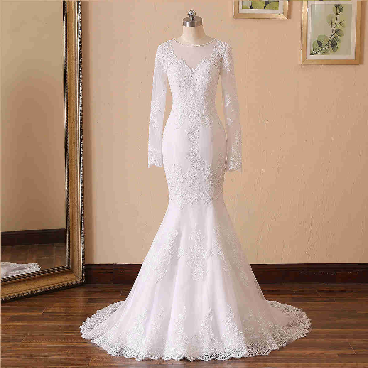 Elegant Long Sleeves Appliqued White Wedding Dresss?Elegant Long Sleeves Appliqued White Wedding Dresss?long dress,cheap dress,evening dress,bridal dress,prom dress 2021