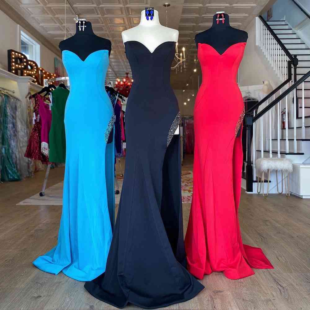 Sweetheart Long Prom Dress with Beaded High Slit