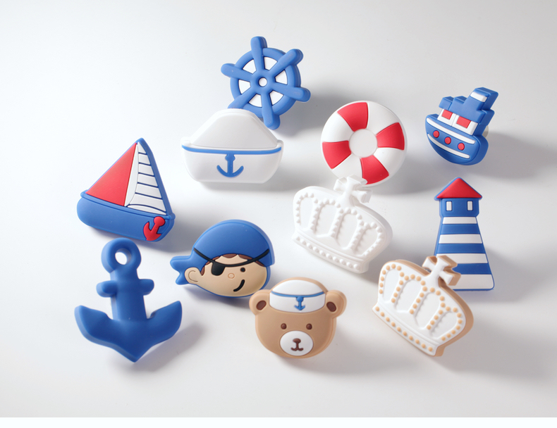 Free shipping 5pcs  Cartoon Soft Rubber Cabinet Handles Nautical Series Knobs Style Children Room Drawer Door Pulls Furniture Hardware  
