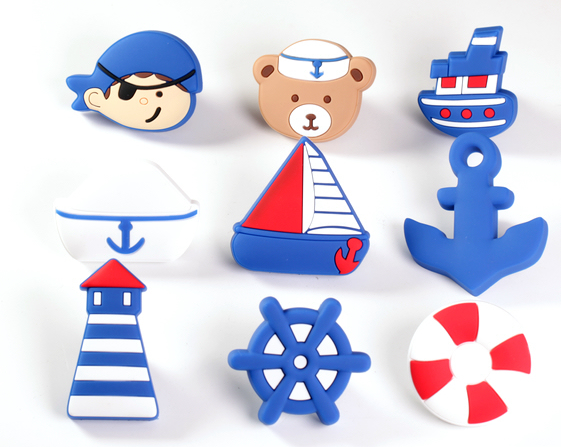   Cartoon Soft Rubber Cabinet Handles Nautical Series Knobs Style Children Room Drawer Door Pulls Furniture Hardware  