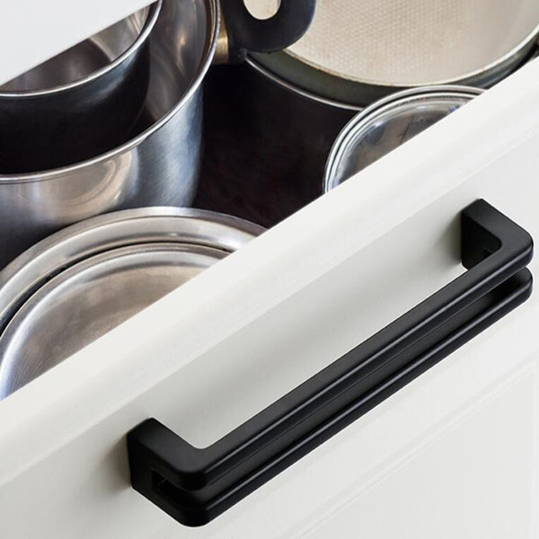 Black hollow design Furniture Handle aluminum Kitchen Cabinets Pulls cupboard crystal knob