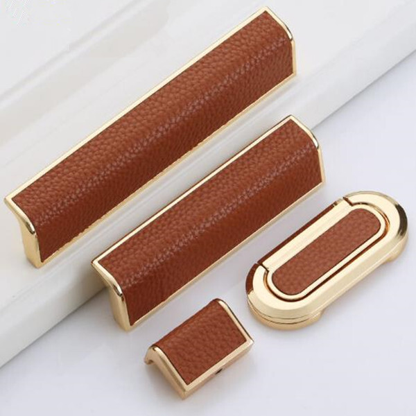   2pcs free shipping hollow design Furniture Handle aluminum Kitchen Cabinets Pulls cupboard leather handle