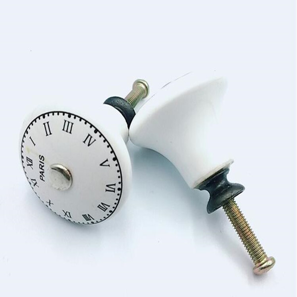  2pcs free shipping ceramic knob Paris Clock antique bronze porcelain handle 38mm retro furniture handle 32mm round knob