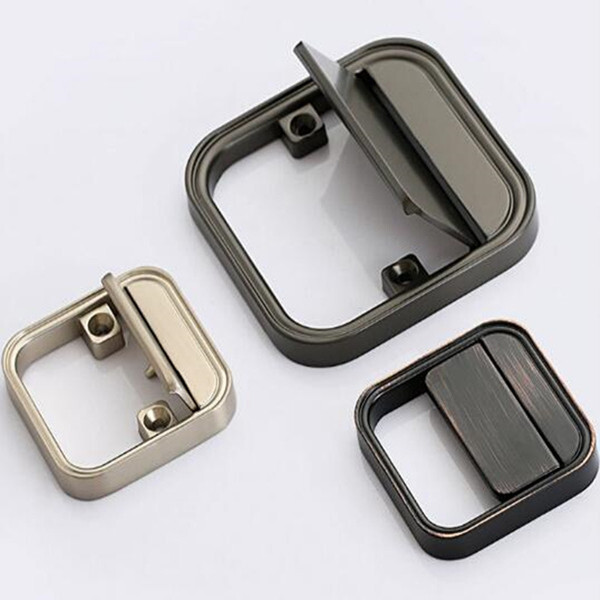 Brush brass square hidden drawer pulls furniture handle and knob