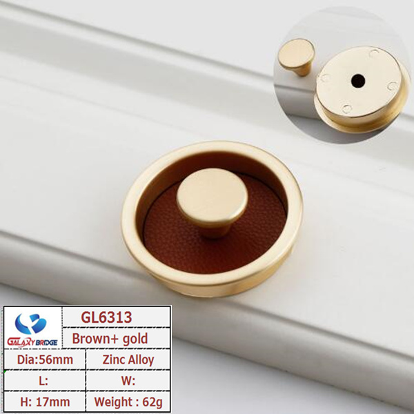 2pcs free shipping round hidden knob new design leather Cupboard Pulls Squarel  Drawer Knobs Kitchen Cabinet Handles Furniture Handle Office Furniture Decoration  