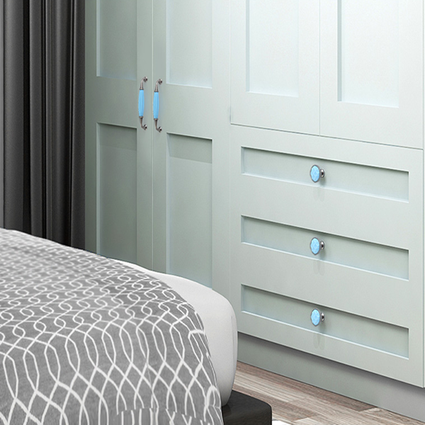 Blue porcelain handle Mediterranean ceramic cabinet door handle Shell knob  love wardrobe drawer single hole small handle  