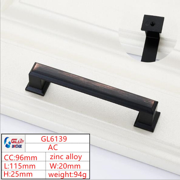  2pcs free shipping  96mm shipping Anti-copper 64mm hidden Handle Matte black Kitchen Cabinets Pulls cupboard 128mm cup shell handle  
