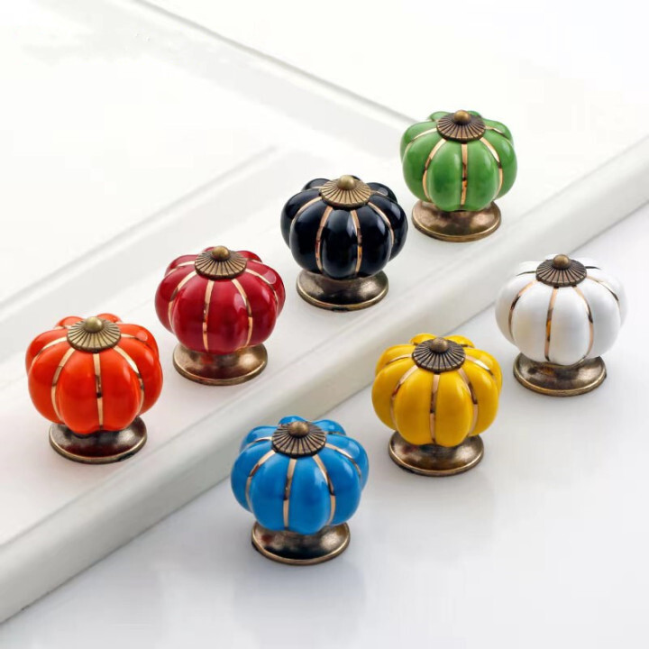 free shipping Colorful Pumkin  ceramic knob  porcelain knob Japanese Zephyr  furniture handle 32mm Porcelain round knob  