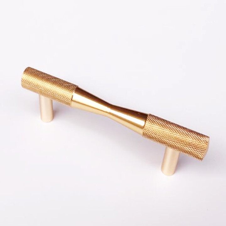Norway Stylish  Cupboard Pulls 128mm Knurled Brass Drawer Knobs Gold Kitchen Cabinet Handles Furniture Handle Hardware-in Cabine  