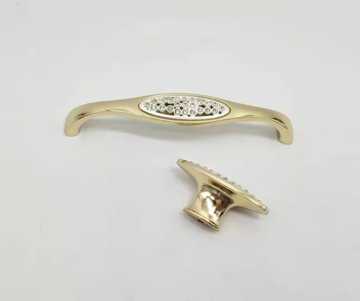 Brushed Brass Gold Arched Handle Diamond handle Worarobe handle