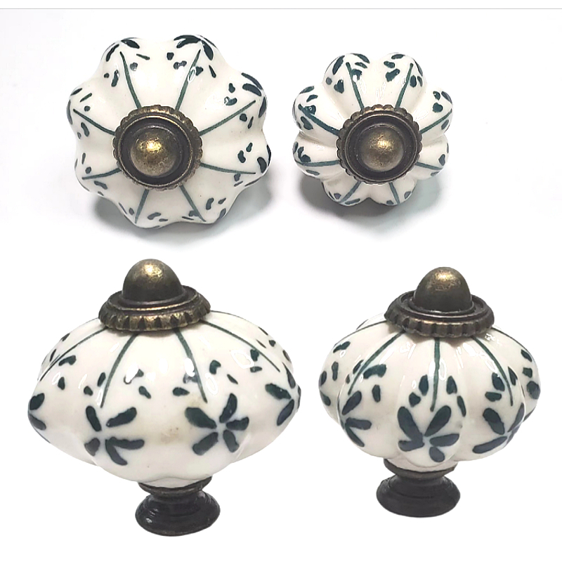 Chinese Style Classic Extravagent Ceramic Kitchen Cabinet Drawer Knobs Pulls Handles For Furniture Cabinet  