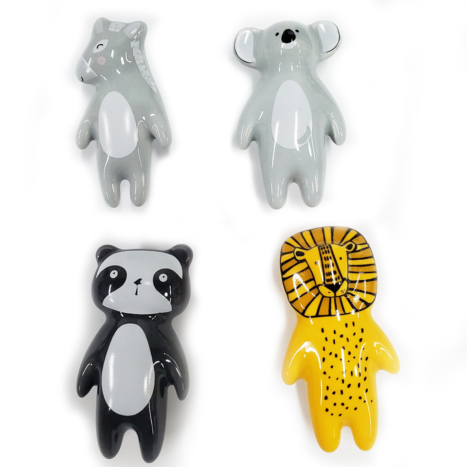 Cartoon animal  design Delicate China Ceramic Drawer Cupboard Handles and knobs for kids  
