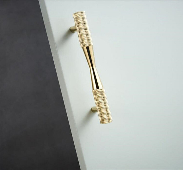 Knurled Kitchen Door Pull Satin Brass T-shaped Bar Cabinet Handle Gold New Design Luxury Modern Black Aluminum Zinc Dresser  