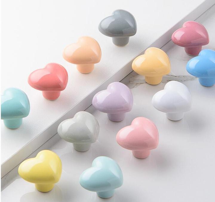  Modern furniture decoration love heart knobs Ceramic kitchen cabinet drawer pull knob dresser cupboard handle  