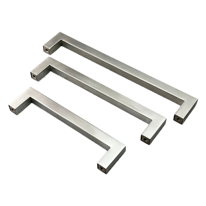 Black 201 Stainless Steel Square Design Cabinet D Handles  Brushed Stainless Steel Square Design Cabinet D Handles Silver Dresser Knobs,Candy Box Pulls,Stoarge Cabinet Handles