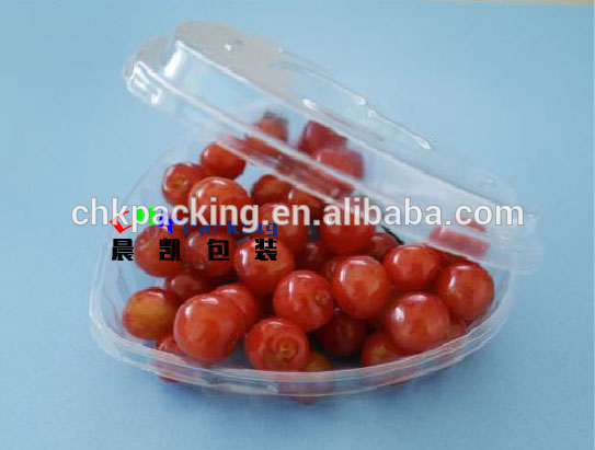 CHK Packing high quality heart shape 125g 250g clear clamshell for blueberry,fresh fruit blister packaging box 