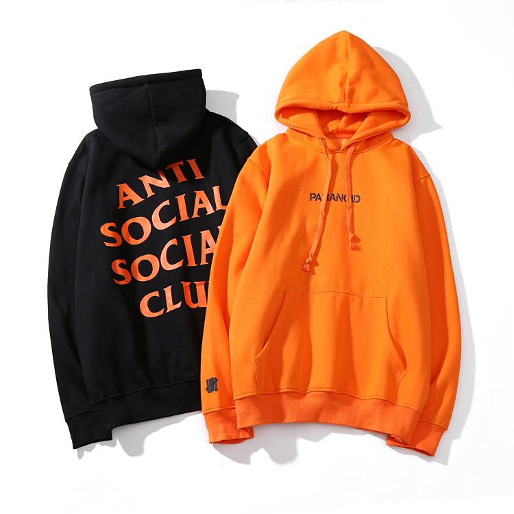 anti social social club black and orange hoodie