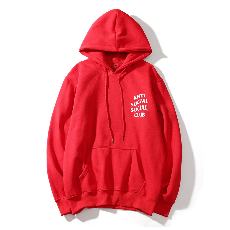 red anti social social club hoodie