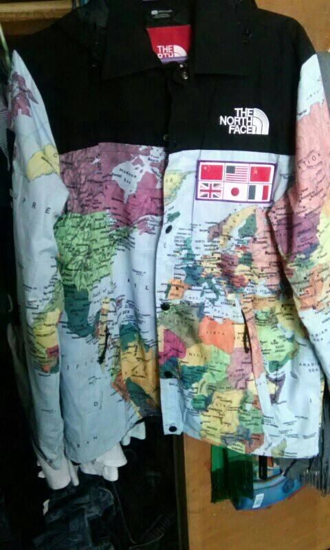 north face and supreme map jacket