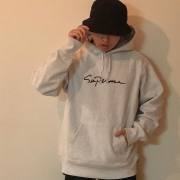 supreme classic script hooded sweatshirt black