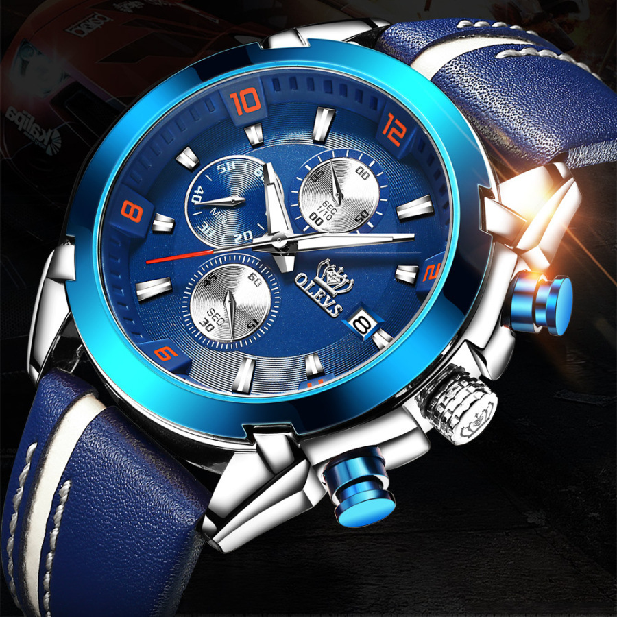 OLEVS Watches Men Top Brand Big Dial Military Army Sports Casual Waterproof Wristwatch Male Quartz Date Chronograph Watches