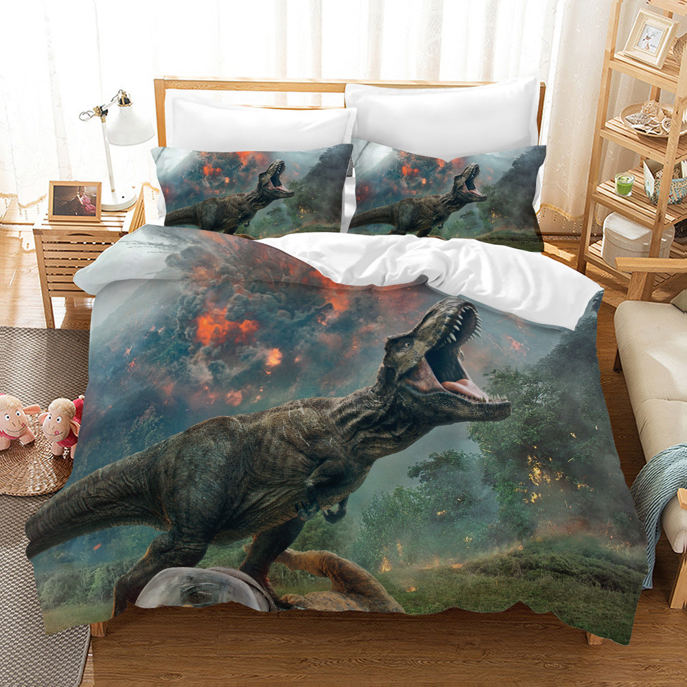 Piece Bedding Set With 2 Pillow Shams, Dinosaur Full Size Duvet Cover