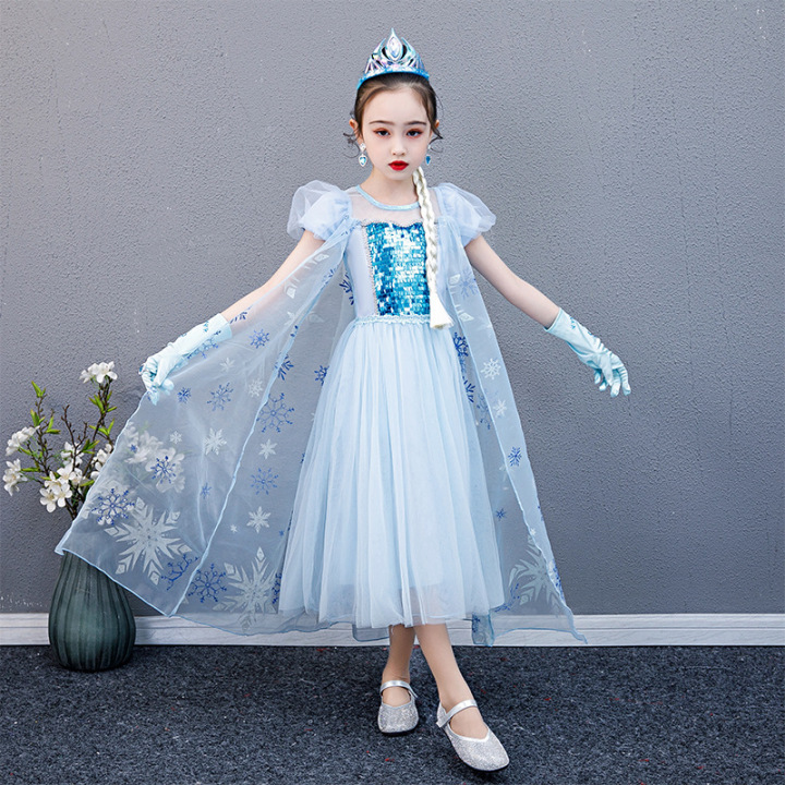 New Princess Girl Dresses Anna Elsa Cosplay Costume Children
