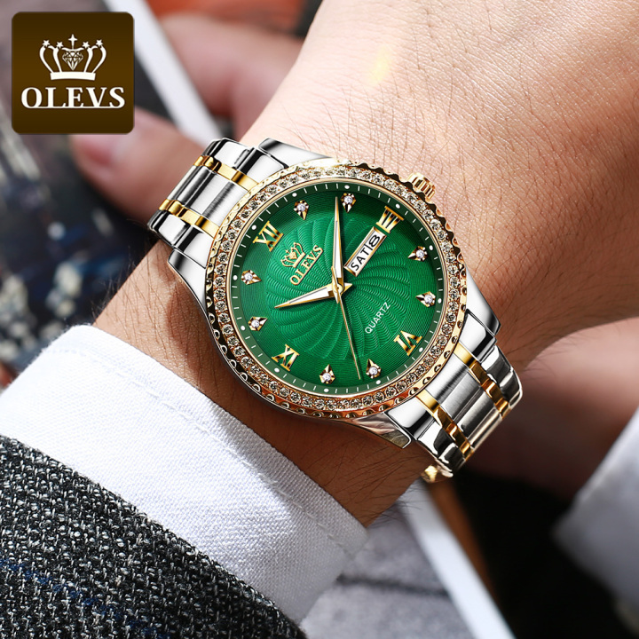 Green and gold watch mens clearance