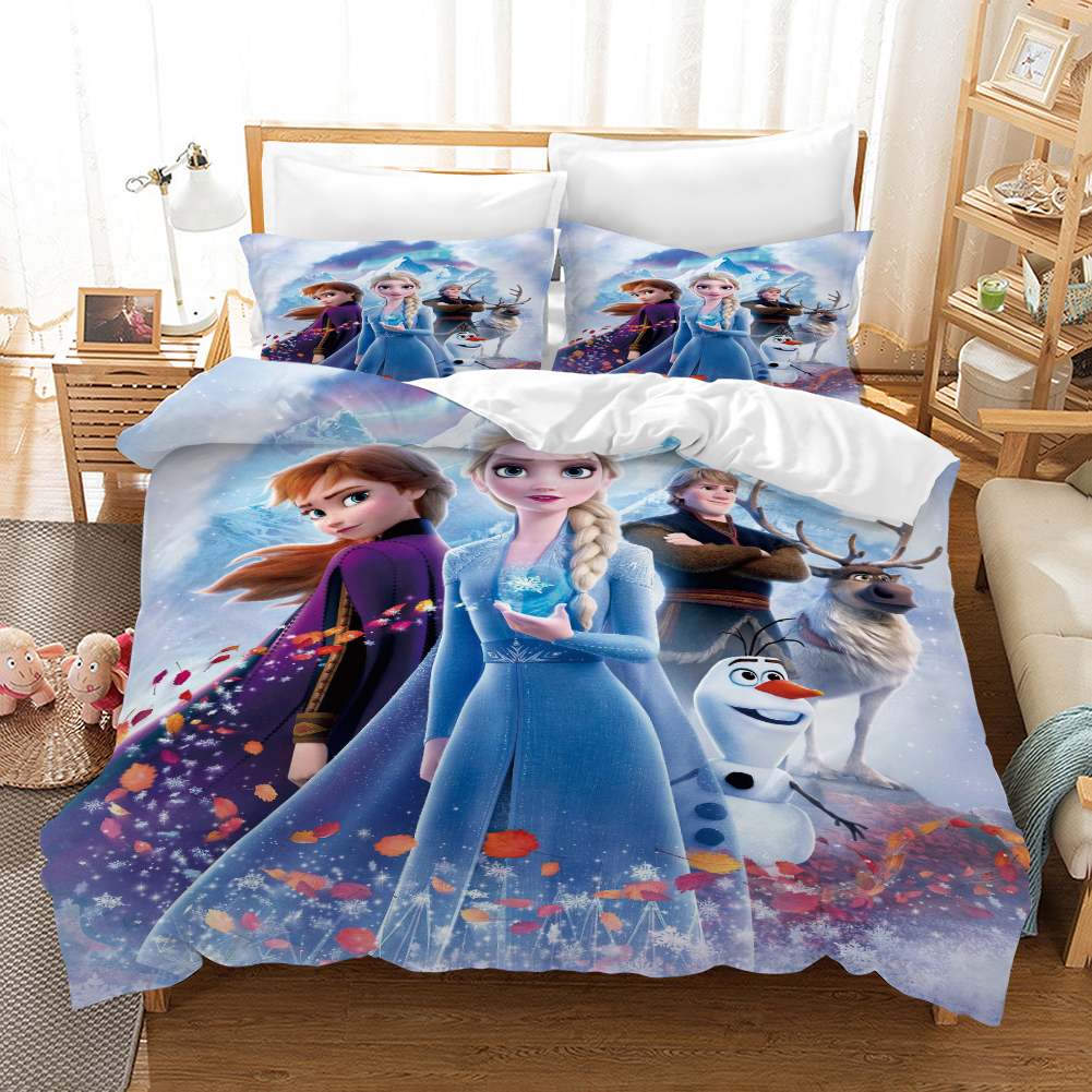 2-Piece Frozen 2 Ana Olaf & Elsa Comforter And Sham Set Kids Bedding Twin/Full 