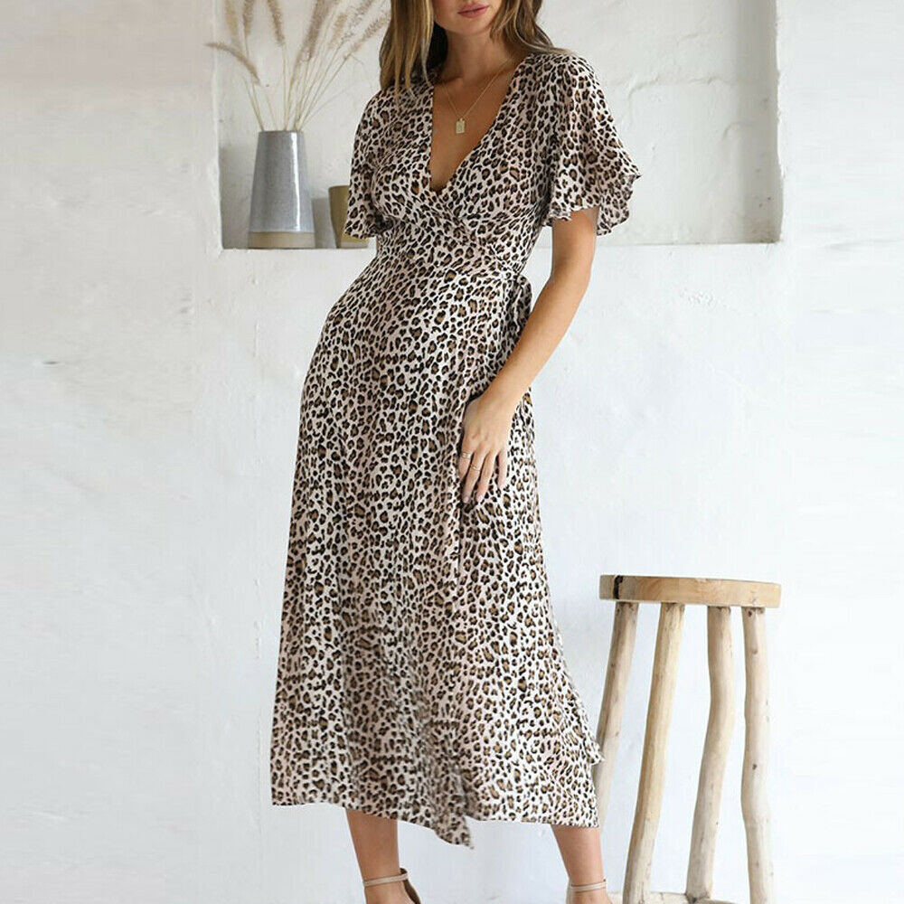 leopard print maxi dress with sleeves