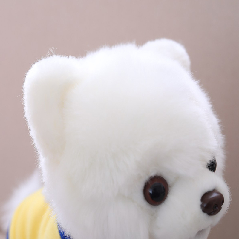 Cute artificial dog plush toy, Pomeranian animal plush toy, white