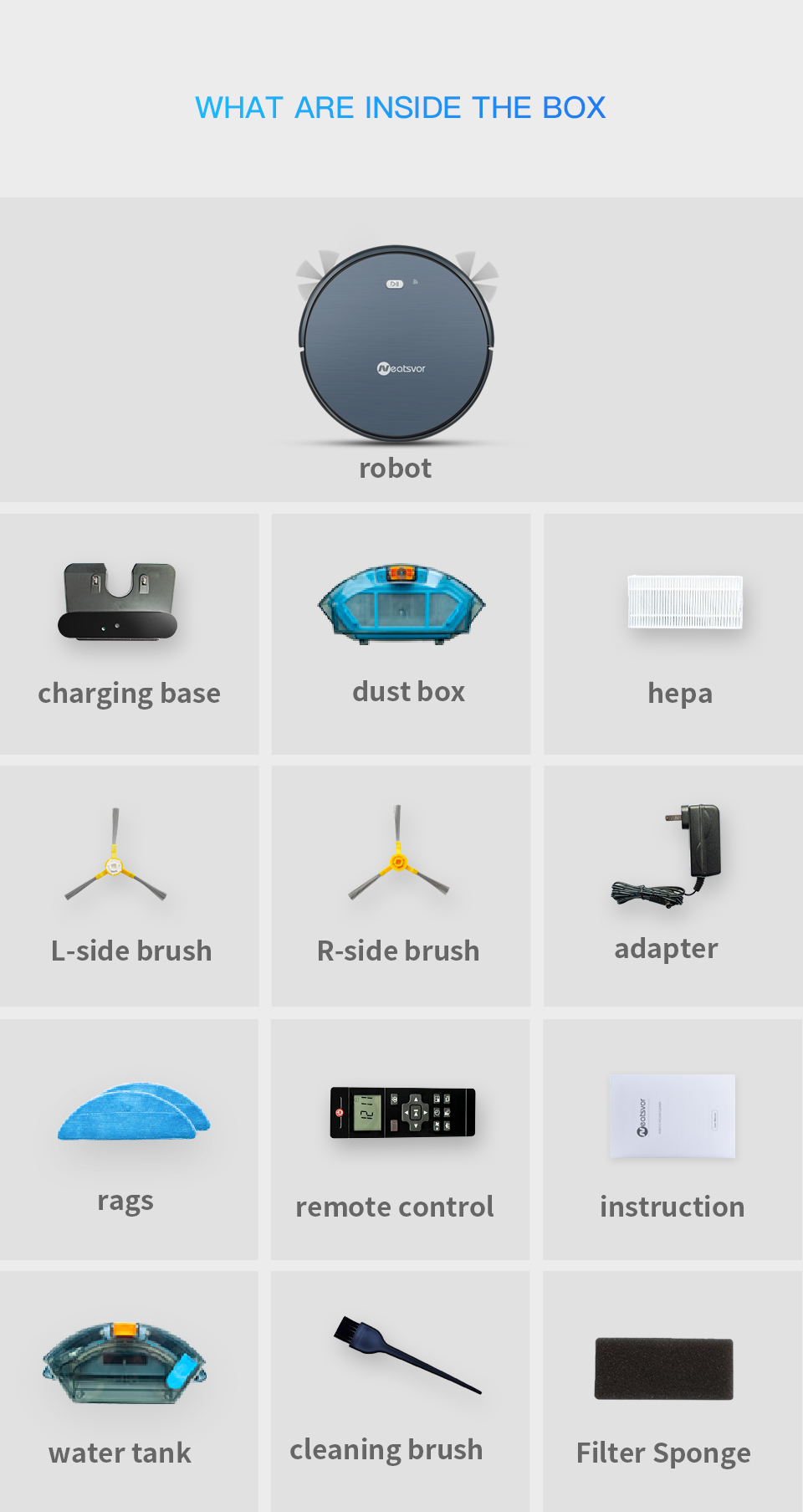 NEATSVOR X500 Robot Vacuum Cleaner 1800PA Poweful Suction 3in1 pet hair