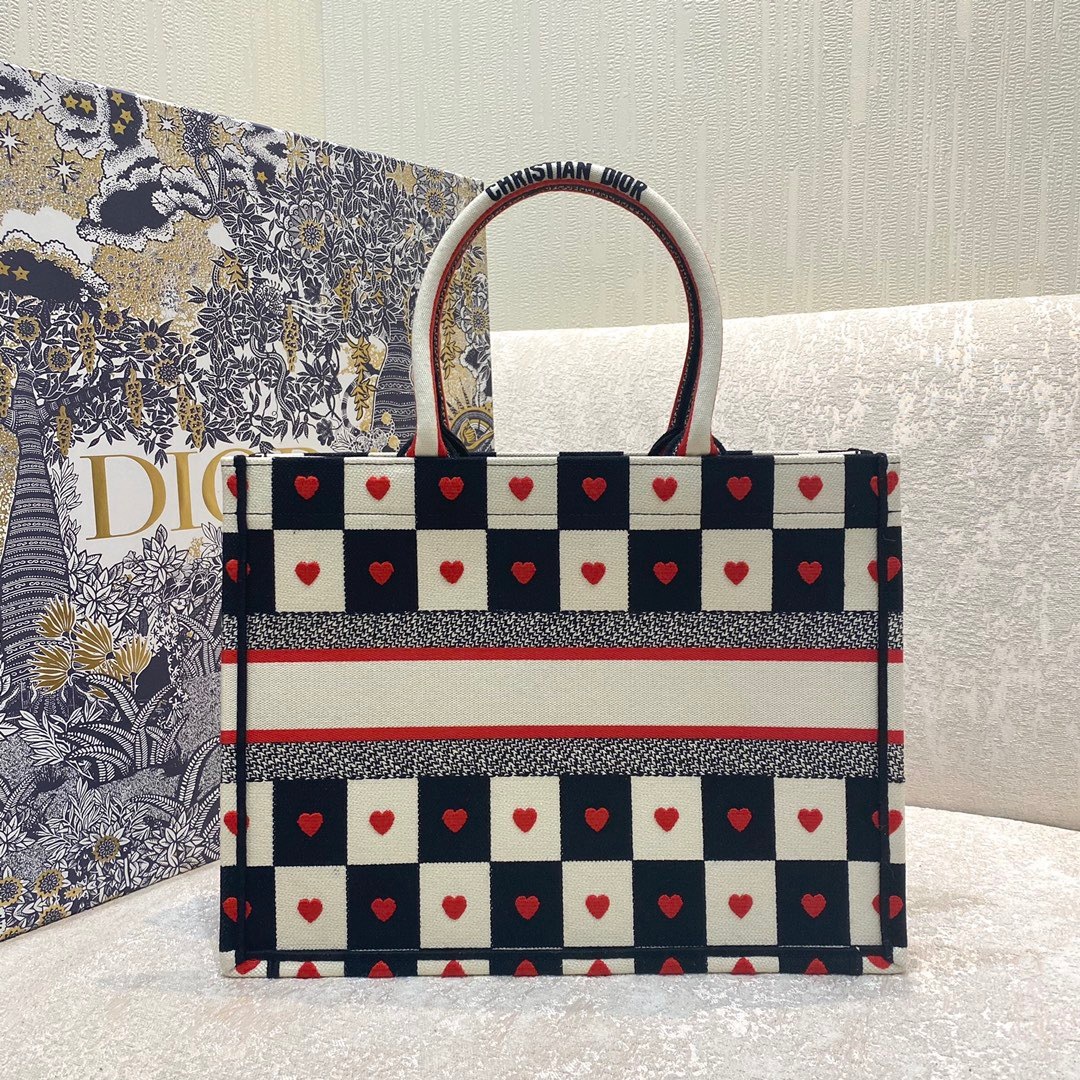 IMS211922 Dior Tote Red love black and white grid for sale at 