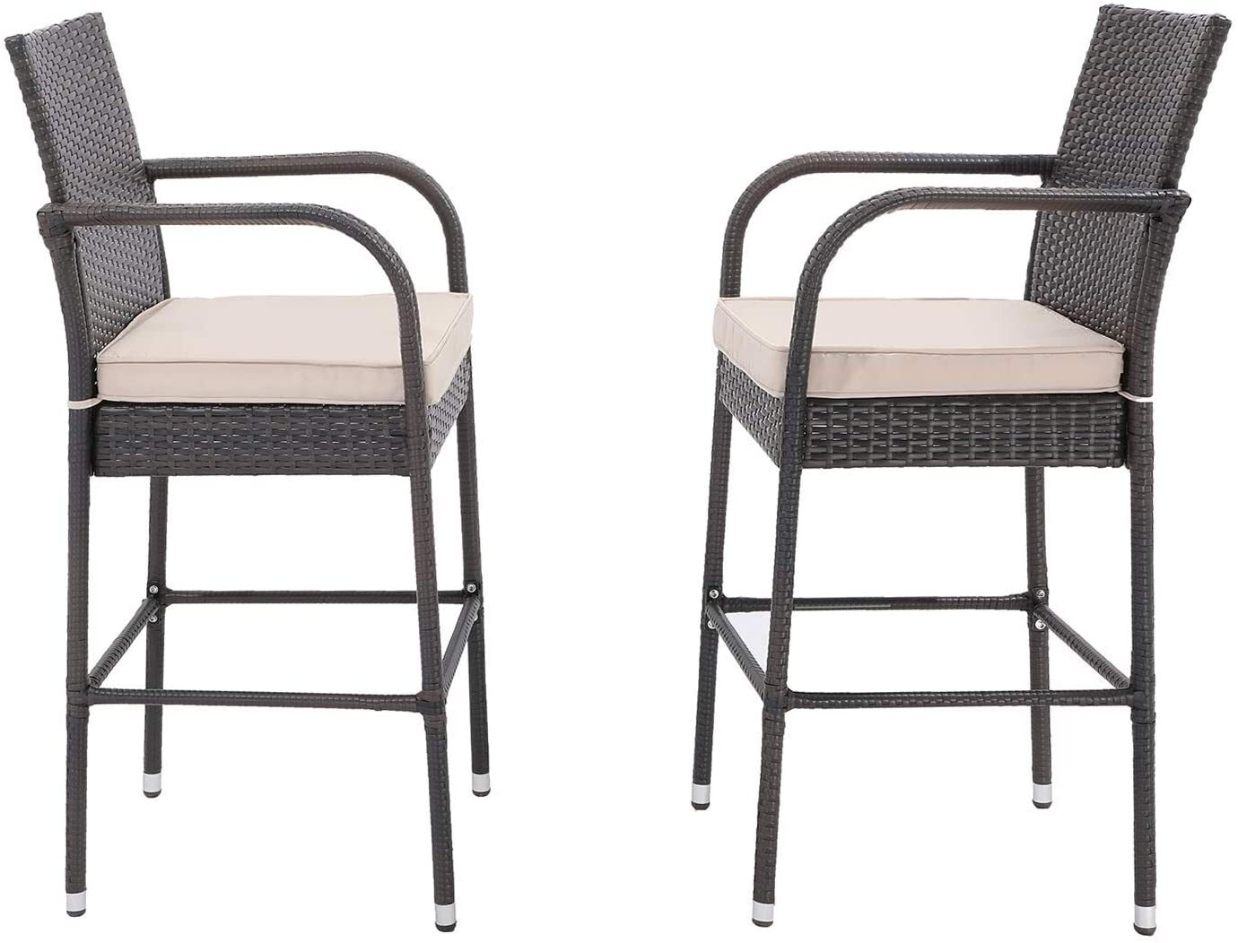 HTTH Outdoor Patio Furniture Outside Bar Chairs Set of 2 Outside Bar