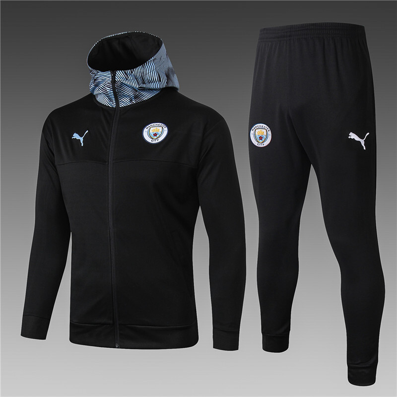 2019 2020 Manchester city black Hooded tracksuit jacket