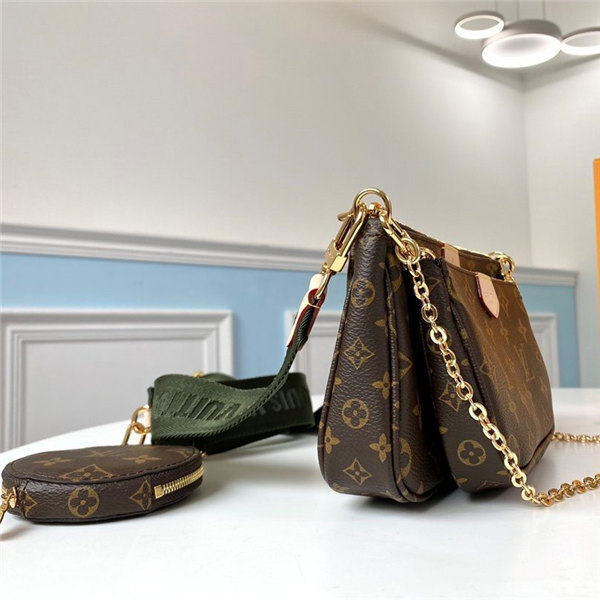 BRAND NEW ! Louis Vuitton M44813 Monogram Canvas Multi Pochette Accessories  -Khaki Strap
