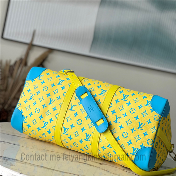Louis Vuitton Lime Monogram Playground Canvas Keepall 50 Bandouliere Bag Yellow
