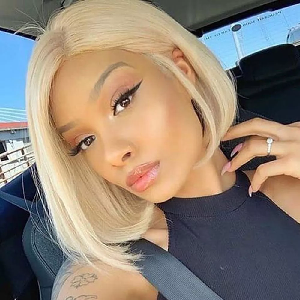 Best Nicelight 613 Purple Grey Pink Wig Human Hair Lace Front Wigs