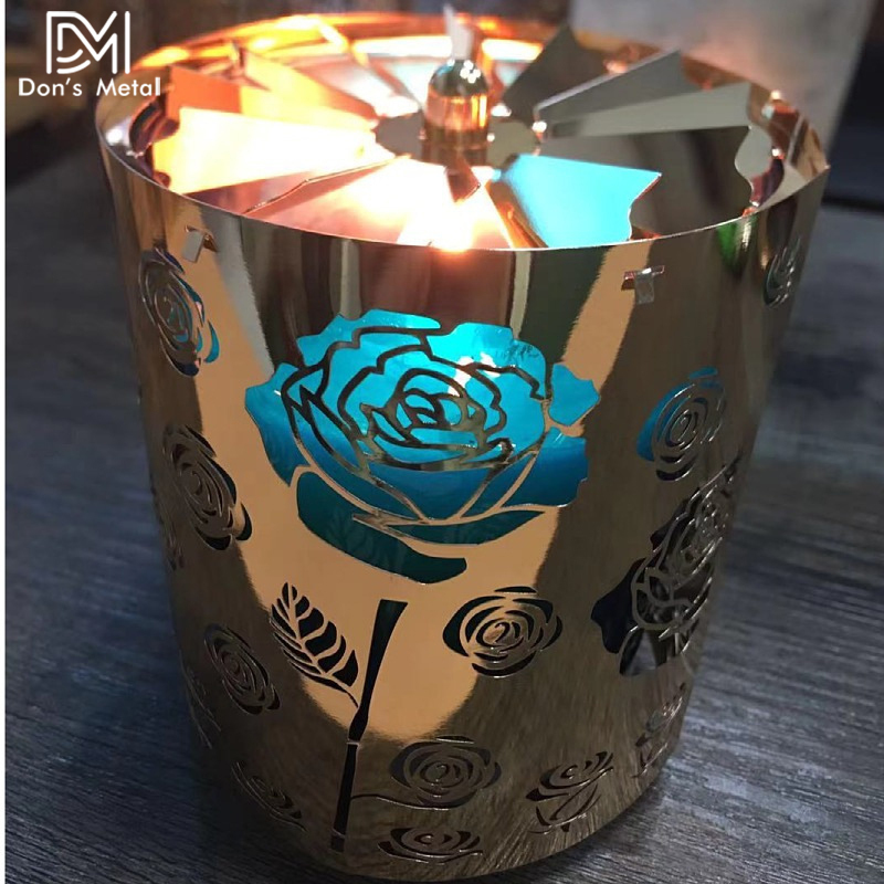 Rotating metal candle holder retro stainless steel tea light candle holder decoration candle holder lamp Christmas gift 
