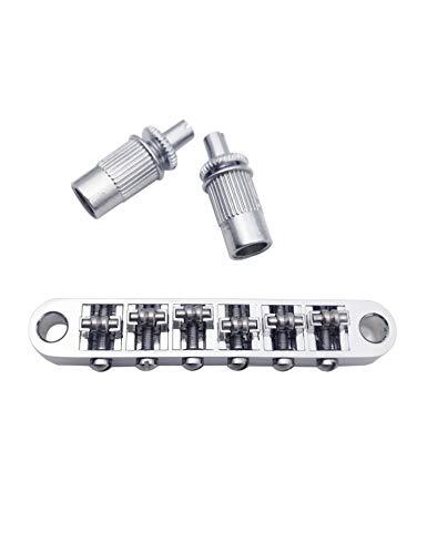 Chrome Roller Saddle Guitar Tune-O-Matic Bridge for Style 6 String Electric Guitar Replacement Part 