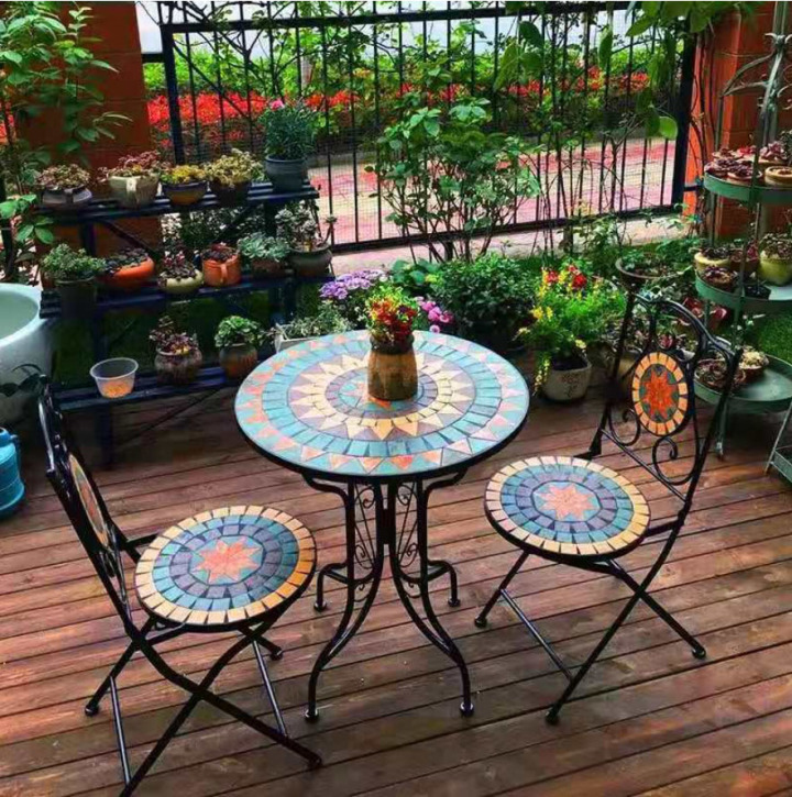 3-Piece Floral Metal Bistro Set - Outdoor Conversation Set ... (720 x 725 Pixel)
